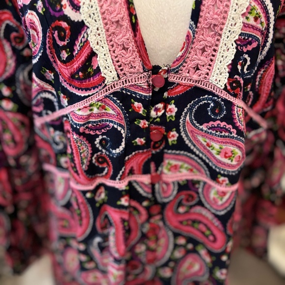 Anthropologie Kitsch & Pop Womens Paisley Maxi Dress Size Medium Button Front - Picture 5 of 8